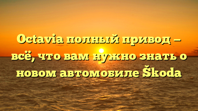 Octavia полный привод — всё, что вам нужно знать о новом автомобиле Škoda