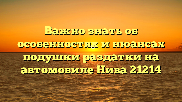 Важно знать об особенностях и нюансах подушки раздатки на автомобиле Нива 21214