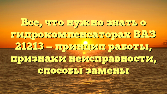 Все, что нужно знать о гидрокомпенсаторах ВАЗ 21213 — принцип работы, признаки неисправности, способы замены