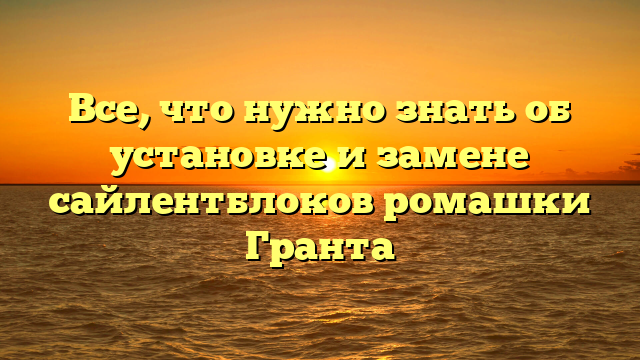 Все, что нужно знать об установке и замене сайлентблоков ромашки Гранта