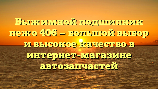 Выжимной подшипник пежо 406 — большой выбор и высокое качество в интернет-магазине автозапчастей