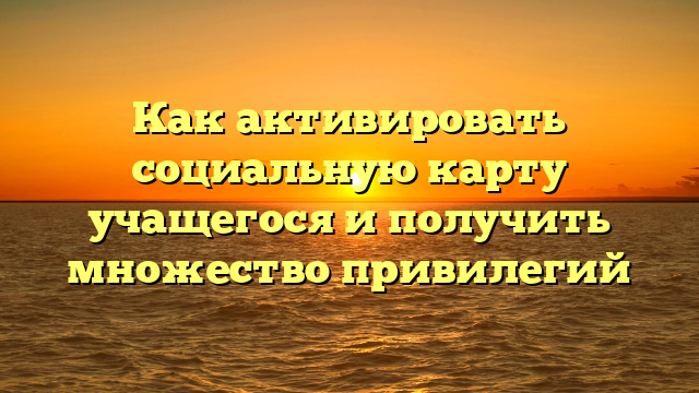 Как активировать социальную карту учащегося и получить множество привилегий