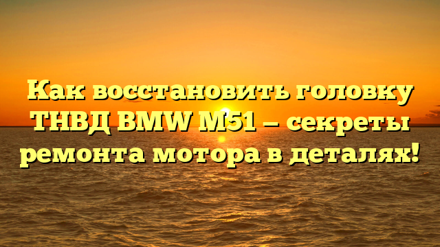 Как восстановить головку ТНВД BMW М51 — секреты ремонта мотора в деталях!