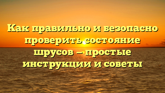 Как правильно и безопасно проверить состояние шрусов — простые инструкции и советы