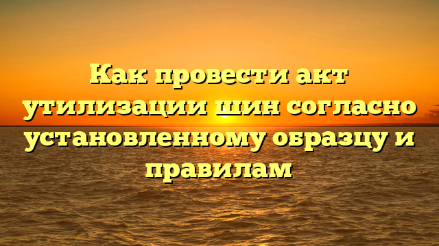 Как провести акт утилизации шин согласно установленному образцу и правилам