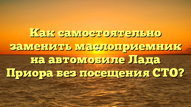 Как самостоятельно заменить маслоприемник на автомобиле Лада Приора без посещения СТО?