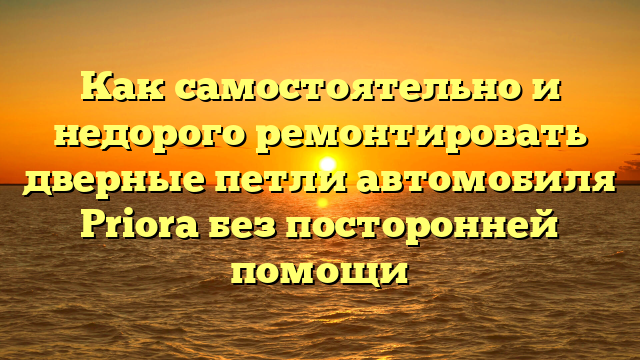 Как самостоятельно и недорого ремонтировать дверные петли автомобиля Priora без посторонней помощи