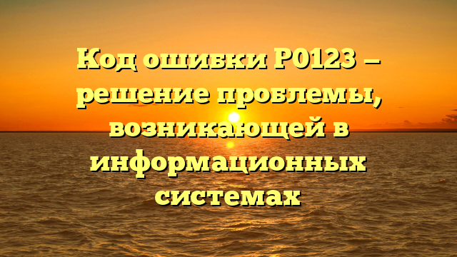 Код ошибки Р0123 — решение проблемы, возникающей в информационных системах