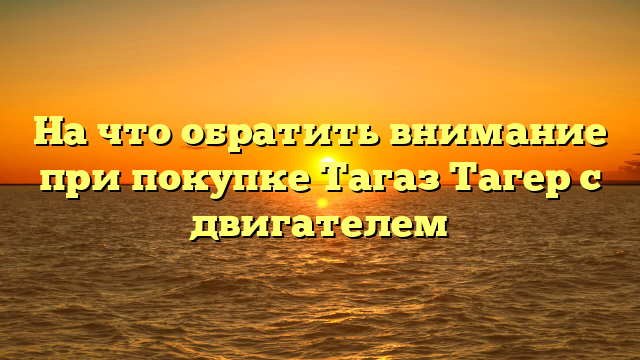 На что обратить внимание при покупке Тагаз Тагер с двигателем