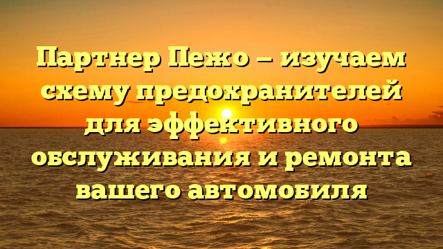 Партнер Пежо — изучаем схему предохранителей для эффективного обслуживания и ремонта вашего автомобиля