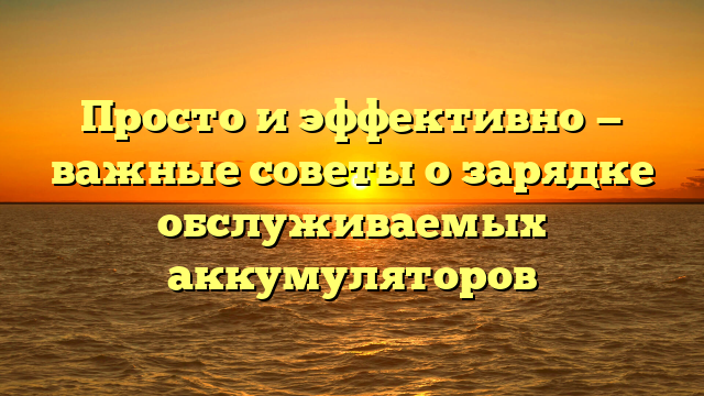 Просто и эффективно — важные советы о зарядке обслуживаемых аккумуляторов