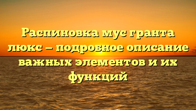 Распиновка мус гранта люкс — подробное описание важных элементов и их функций