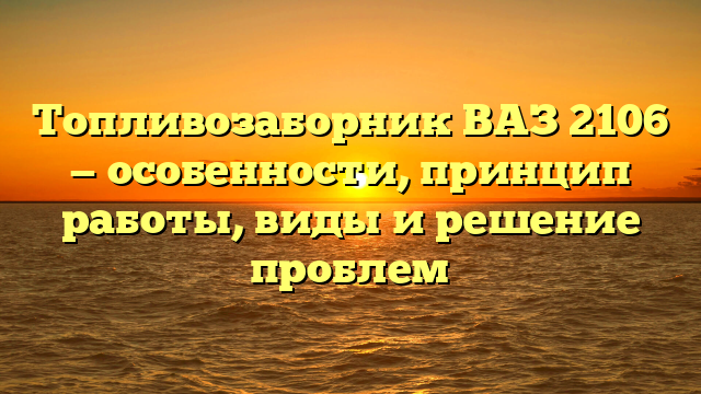 Топливозаборник ВАЗ 2106 — особенности, принцип работы, виды и решение проблем