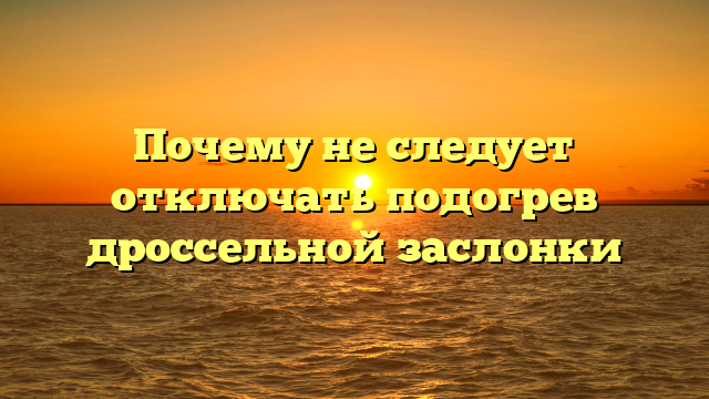 Почему не следует отключать подогрев дроссельной заслонки